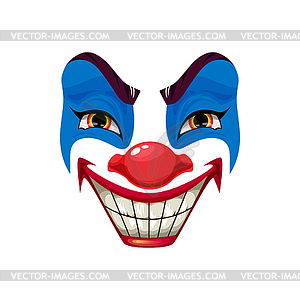 Страшный значок лица клоуна, Хэллоуин funster - векторное изображение
