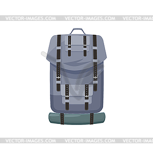 Backpacking equipment object travel bag back pack - vector image