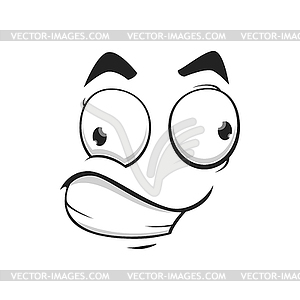 Cartoon face with slanting eyes and tight smile - vector clipart