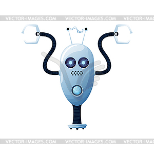 Plastic hi-tech character isolate robot with claws - vector image