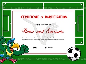 Certificate for soccer tournament participation - vector image