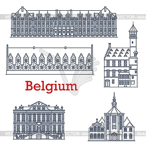 Belgium travel landmark architecture, Liege palace - vector clipart
