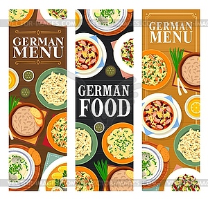 German food banners, Germany cuisine dishes menu - vector EPS clipart