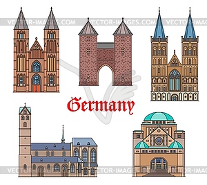 Germany landmark buildings, cathedrals of Dortmund - vector image