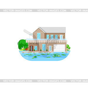 House at water, private villa or mansion cottage - vector clipart / vector image