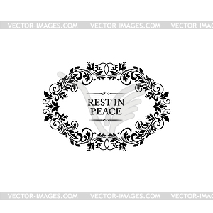 RIP lettering on gravestone in ornamental frame - vector clipart / vector image