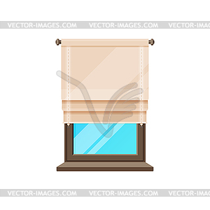 Window roller blinds, curtains roll shutter drapes - vector clip art