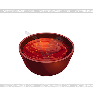 Tomato ketchup spicy chili sauce salsa in bowl - vector clip art