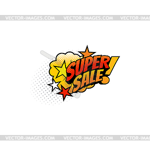 Super sale promo price half tone label - color vector clipart