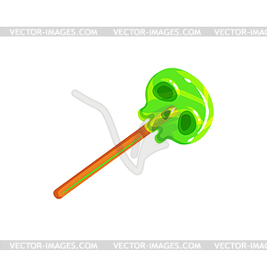 Halloween treat lollipop in shape of skull 3D icon - vector clipart