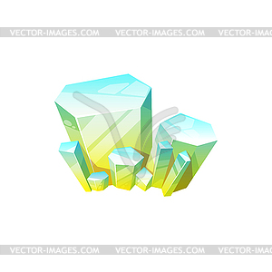 Blue to yellow mineral gem stone crystal - vector image