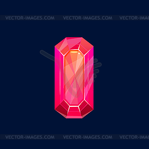 Red magic crystal, gem or rock icon, ruby - royalty-free vector clipart
