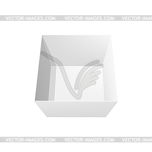 Open box, 3d mockup top view, package - vector image