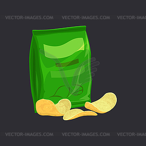 Potato chips pack fastfood snack package - vector image