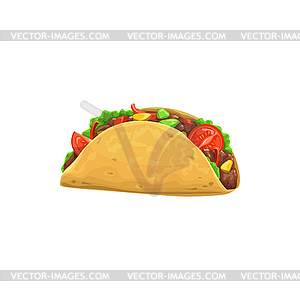 Taco, fast food icon, menu snack, Mexican cuisine - vector clipart