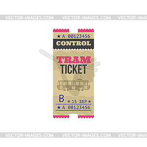 Transport tram ticket with control cutting line - vector clip art