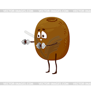 Cartoon kiwi fruit sportsman icon, sport - vector clipart