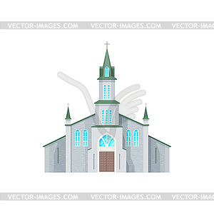 Catholic church, cathedral building icon - vector image