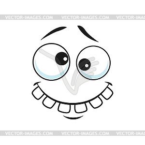 Cartoon face icon, emoji with toothy smile - vector image