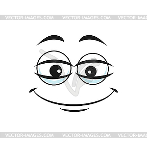 Cartoon face icon, smiling funny emoji - vector image