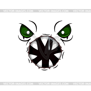 Monster face cartoon icon, creepy creature - vector clip art