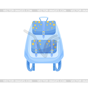 Cartoon blue kids schoolbag icon - vector image