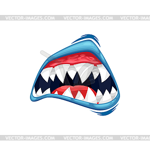 Monster mouth icon, creepy zombie or alien - vector image