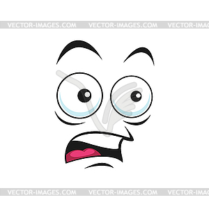 Cartoon face vector icon, surprised, frightened or worry emoji