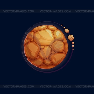 Galaxy exoplanet desert planet, brown rocky stones - vector image