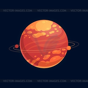 Planet and fiery circular orbit exoplanet - vector image