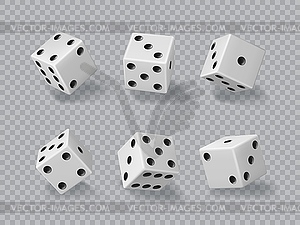 Dice of casino, realistic gamble game cubes, 3D - vector clip art