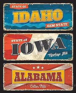 American states, Idaho, Iowa and Alabama banners - vector clipart