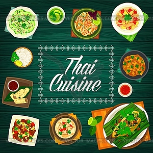 Thai cuisine menu cover Thailand Asian food dishes - vector clip art