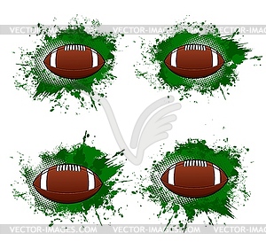 American football ball rugby sport halftone banner - vector image