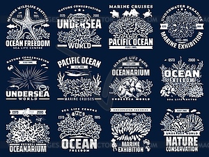 Underwater sea and ocean animals icons - vector clip art