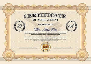 Certificate of achievement, diploma appreciation - color vector clipart