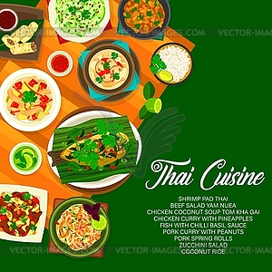 Thai cuisine menu cover, Thailand food poster - vector clipart / vector image