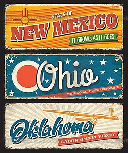 Ohio, Oklahoma, New Mexico USA state banners - vector image