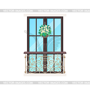 Balcony, house window facade or building porch - vector image