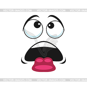 Thick and tired emoticon showing tongue - vector clipart