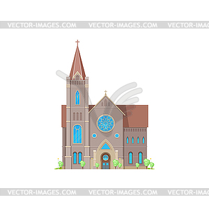 Средневековая церковь, старинный готический собор, часовня - изображение векторного клипарта