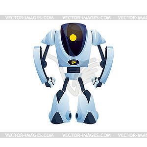 Modern robot hi-tech character folding legs, arms - vector image