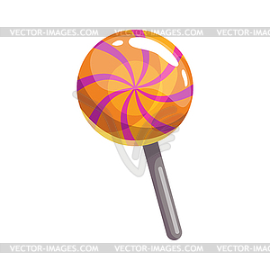 Striped candy on stick realistic icon - royalty-free vector image