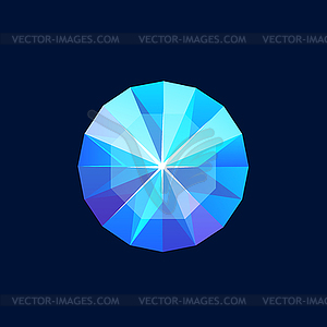 Blue magic crystal, faceted gem, rock icon, - vector clipart