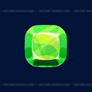 Зеленый квадрат драгоценный камень минерал со значком закругленных углов - графика в векторе