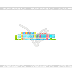 Здание супермаркета и плоский значок магазина торгового центра - изображение в векторе / векторный клипарт