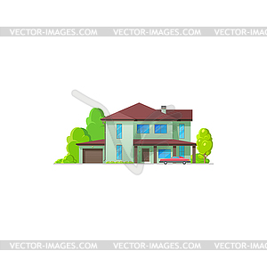 House home icon, bungalow cottage and real estate - vector image