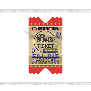 City transport intercity bus ticket, boarding pass - vector clip art