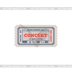 Grand concert hall ticket paper card icon - vector clip art
