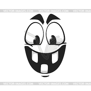 Cartoon face icon, happy laughing emoji - vector image